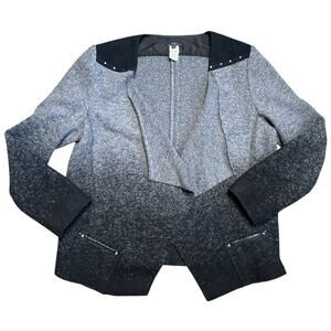 VEX Gray Black Ombre Wool Blend Open-Front Jacket W. Stud Details Sz 44 US 10